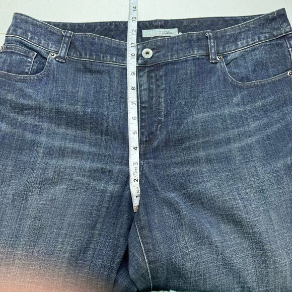 Chico's Platinum Jeans Women's 14 Straight‎ Leg Dark Wash Rhinestone Pockets - Picture 7 of 11